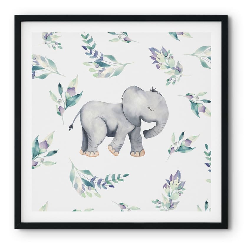 Poster Un simpatico elefantino tra rami boho - UN Designs