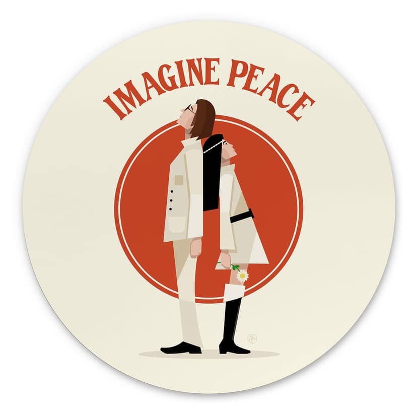 Stampe per pareti Imagine Peace - Due per la pace e la speranza - Retrodrome - Tondo in alluminio di