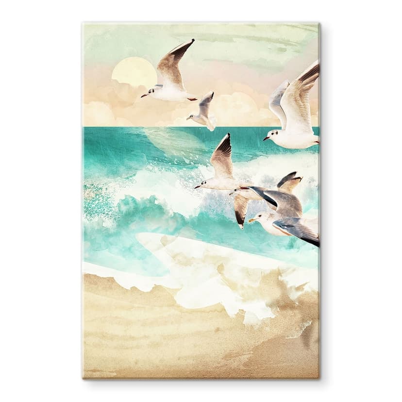 Stampa su vetro Gabbiani sulla spiaggia - SpaceFrog Designs