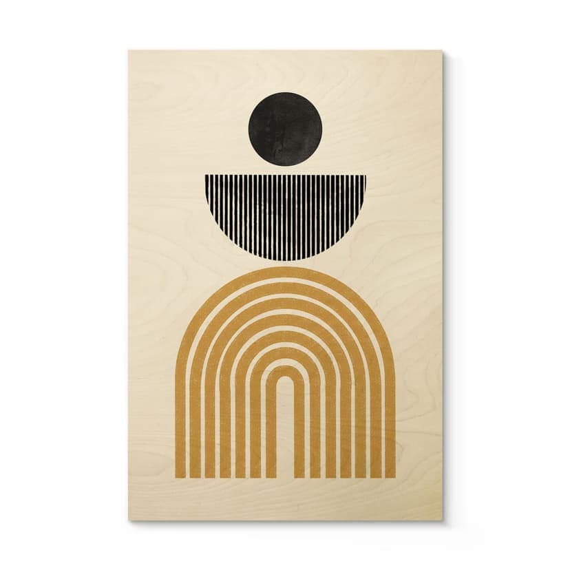 Stampa su legno Composizione astratta con cerchio e semiarco - The Miuus Studio