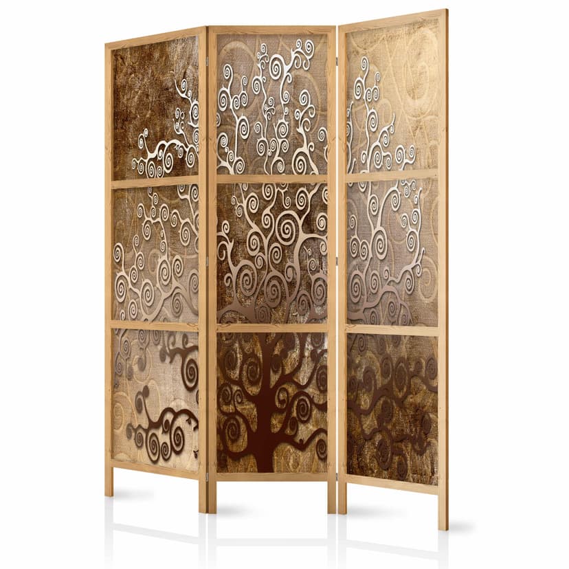 Parete divisoria giapponese pieghevole - Fiori d'oro, 3 pezzi